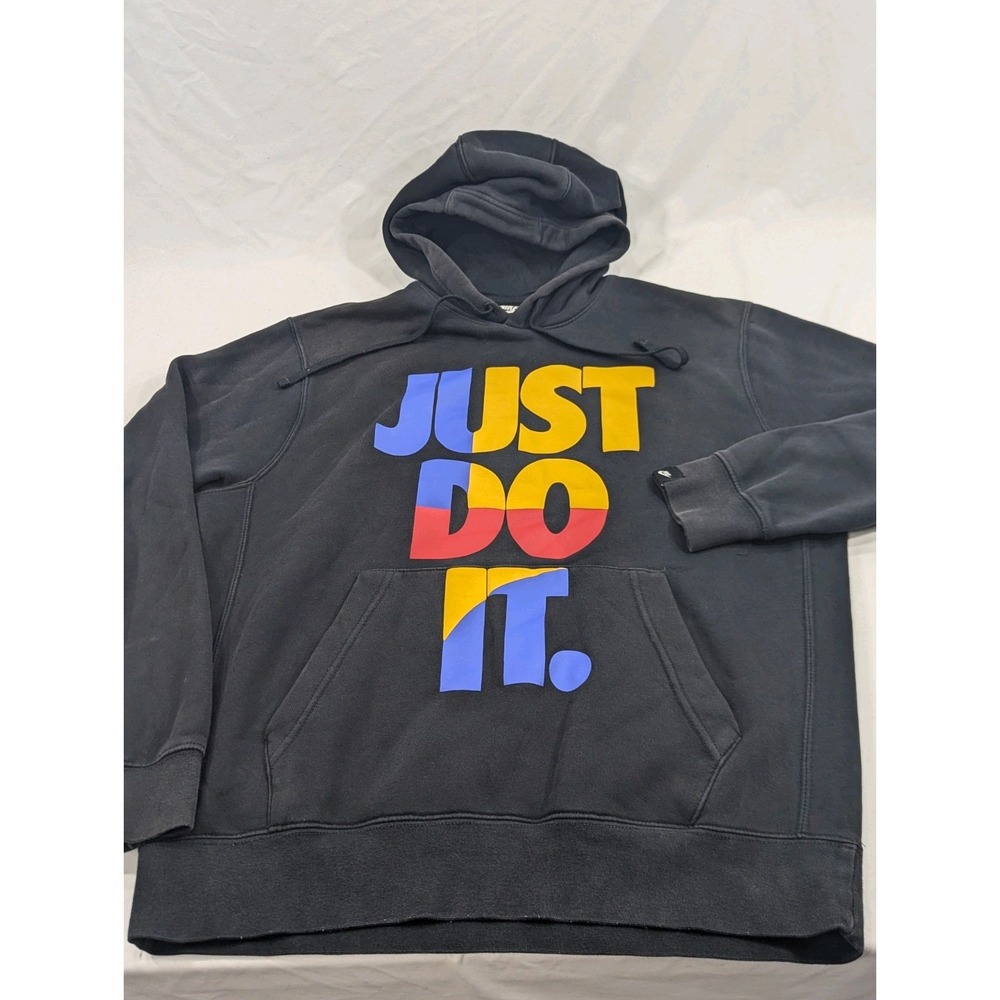Nike Just Do It Pullover Hoodie Black Mens Size Medium Multicolor‎ - Picture 3 of 9